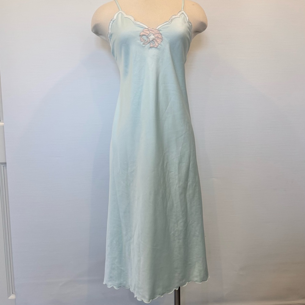 Vintage Diane Von Furstenberg silky Satin Pastel Blue DVF Nightgown Slip Dress🔥 - Picture 6 of 7